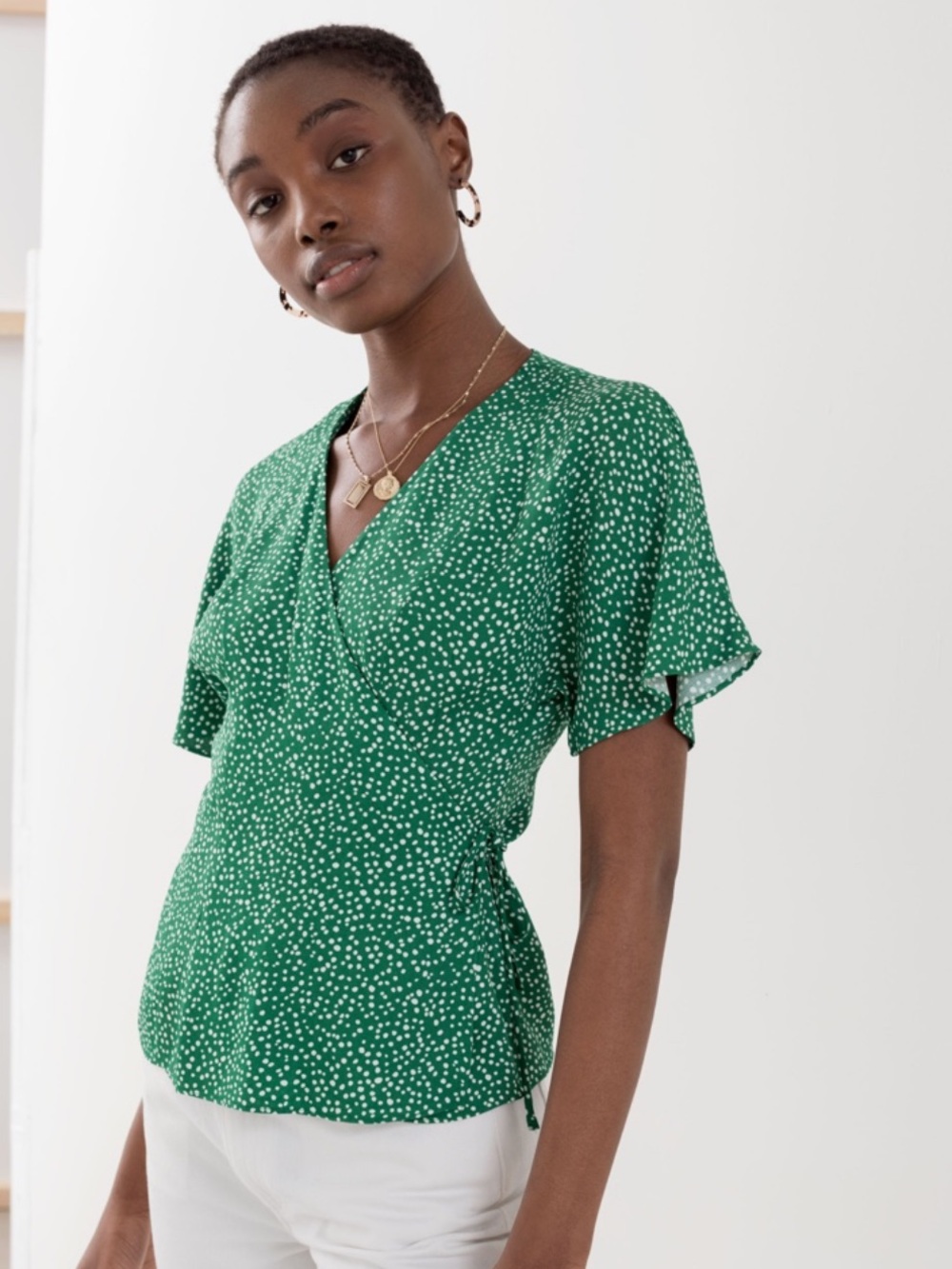 & Other Stories Polka Dot Wrap Top